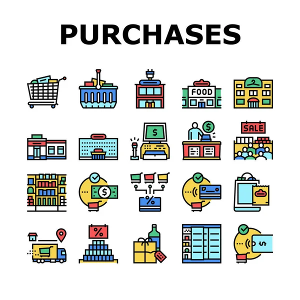 Vector de iconos de colección de compras y compras — Archivo Imágenes Vectoriales