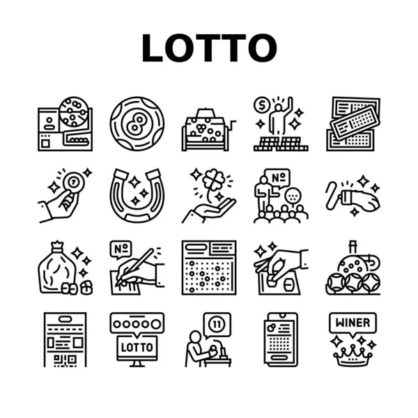 Lotto Gamble Game Collection Ikony zestaw wektor — Wektor stockowy