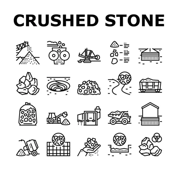 Crushed Stone Mining Collection Icons Set Vector — Stock Vector