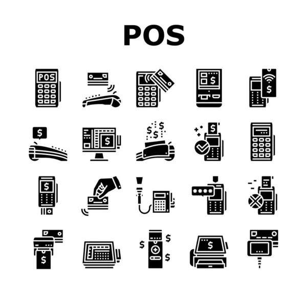 Zestaw ikon kolekcji urządzeń Pos Terminal — Wektor stockowy