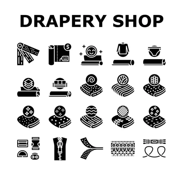 Drapery Shop Sale Collection Icons Set Vector — Stock Vector