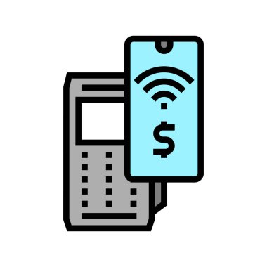 akıllı telefon irtibatsız ödeme pos terminal renk ikonu çizimi