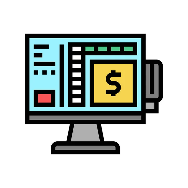 Shop self service pos terminal computer color icon vector illustration — 스톡 벡터