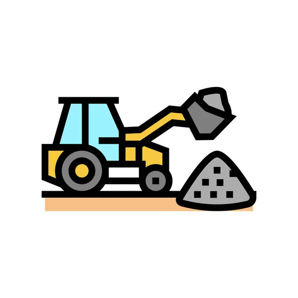 Tractor piedra grava carga máquina color icono vector ilustración — Vector de stock