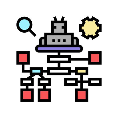 Hata ayıklama araştırması ve renk ikonu vektör illüstrasyonunu düzeltme