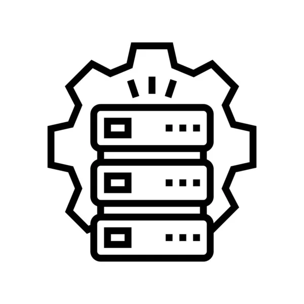 Lavoro server e linea di servizio icona vettoriale illustrazione — Vettoriale Stock