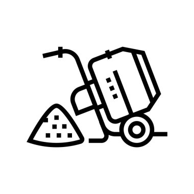 Taşı beton çizgi ikon vektör illüstrasyonuyla karıştırmak için makine