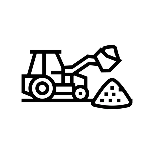 Tracteur pierre gravier chargeuse ligne icône vectoriel illustration — Image vectorielle