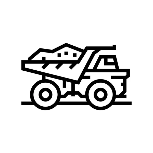 Dump truck steen transport lijn pictogram vector illustratie — Stockvector