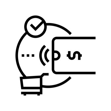 Telefon uygulaması çizgisi ikon vektör illüstrasyonu ile ulaşılamaz ödeme