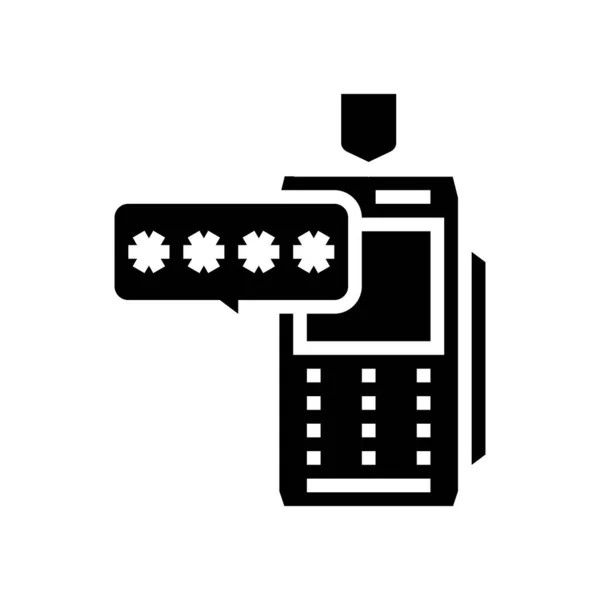 Código do pino para a ilustração do vetor do ícone do glifo do terminal do pos do pagamento — Vetor de Stock