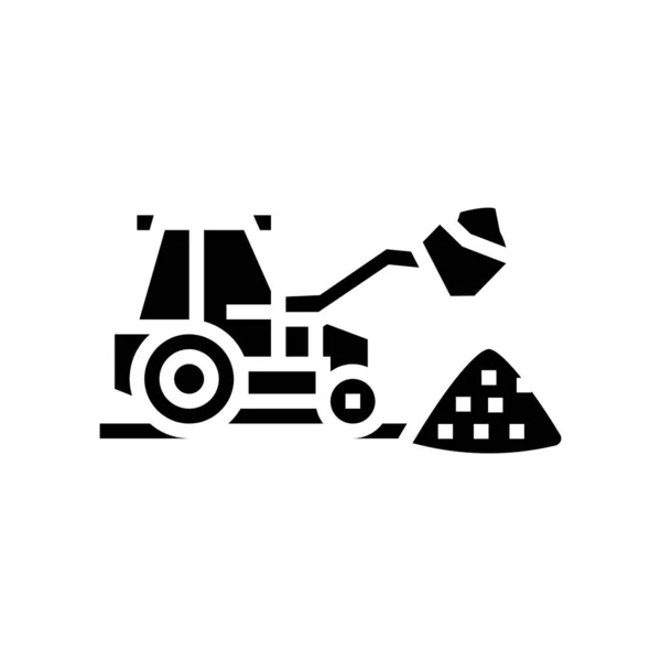 Trekker steen grind laadmachine glyph pictogram vector illustratie — Stockvector