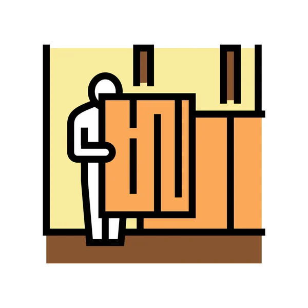 Reparatör som bär osb platta färg ikon vektor illustration — Stock vektor