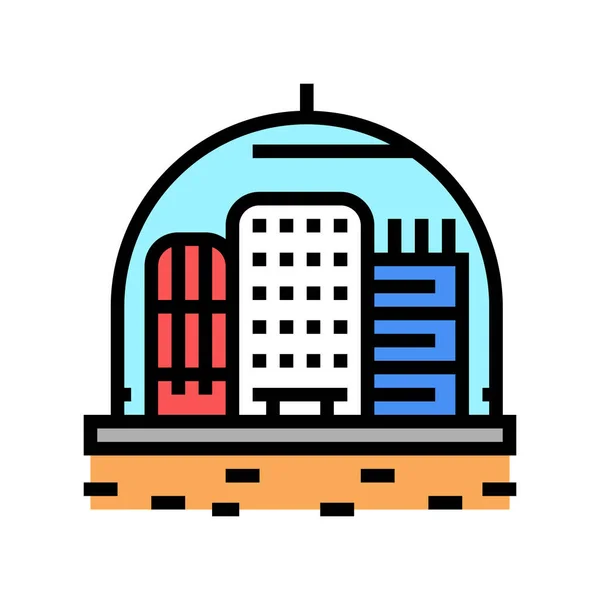 Città cosmica sotto cupola colore icona vettoriale illustrazione — Vettoriale Stock
