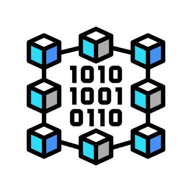 ikili sinirsel ağ renk vektör illüstrasyonu