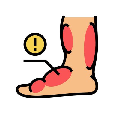 bacak ödemi kritik bacak sağlığı problem renk ikonu vektör çizimi