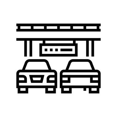 Köprü trafik sıkışıklığı çizgisi vektör çizimi