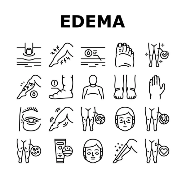 Edema Disease Symptom Collection Icons Set Vector — 图库矢量图片