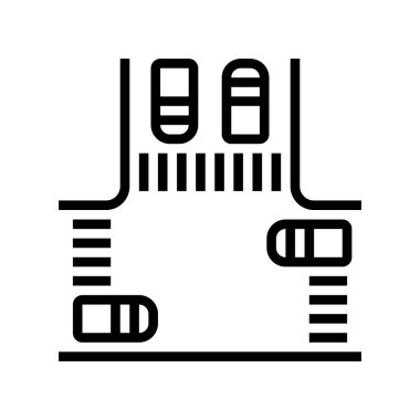 Araç çizgisi vektör illüstrasyonuyla kesişen yollar