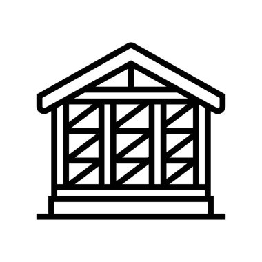 ahşap çerçeve oluşturma çizgisi ikon vektör çizimi