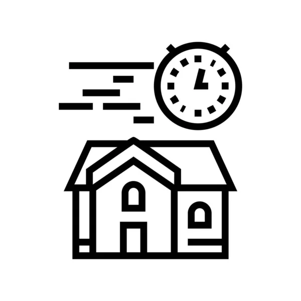 Illustration vectorielle d'icône de ligne de maison de bâtiment rapide — Image vectorielle