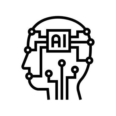 Yapay zeka teknolojisi çizgisi ikon vektör çizimi