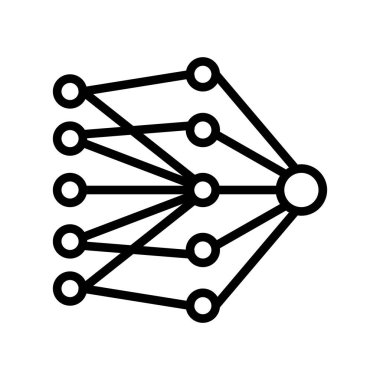 tek katmanlı sinirsel ağ çizgisi ikon vektör çizimi
