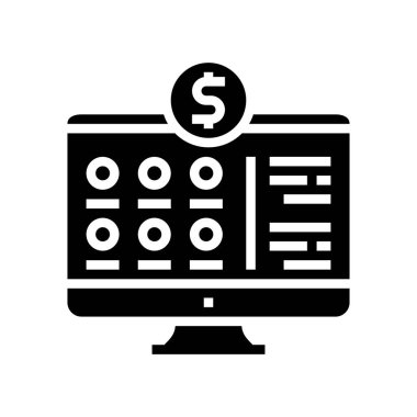 İnternet hizmetleri için ödeme glyph vektör illüstrasyonu