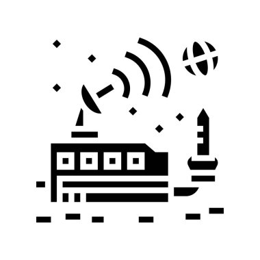 Dünya simge vektör illüstrasyonunda uzay tabanı gönderme sinyali