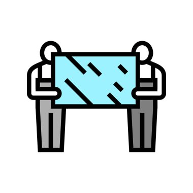 Ayna rengi ikon vektör illüstrasyonu tutan yükleyiciler