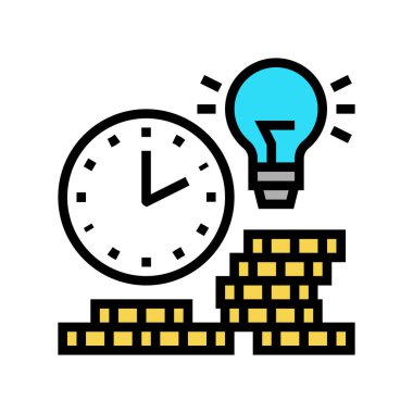 Para kazanma zamanı renk ikonu vektör çizimi