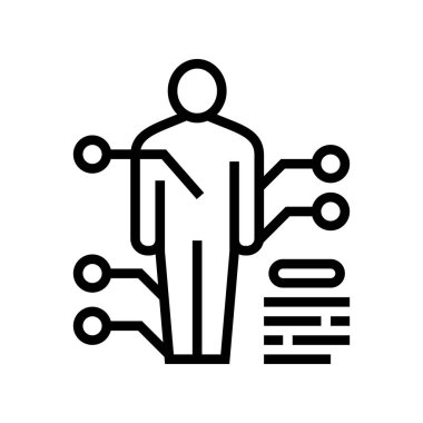 Gut hastalığı çizgisi ikon vektör illüstrasyonunun insan bosyasında noktalar