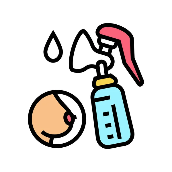 Pumpmilch mit Brustpumpe Farbe Symbol Vektor Illustration — Stockvektor