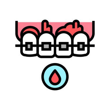 Diş telinden alınan kan renk ikonu vektör illüstrasyonuna neden olur