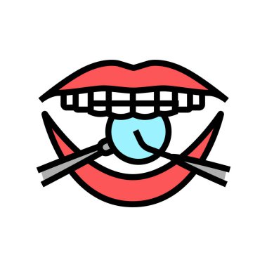 Diş telleri renk ikonu vektör illüstrasyonunu denetliyor