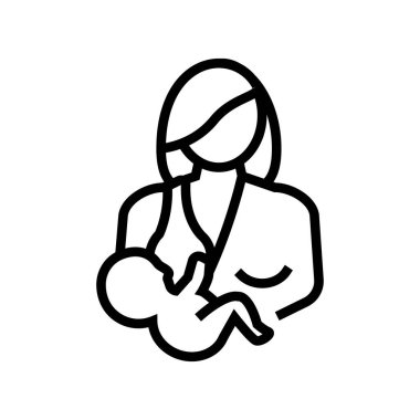 anne bebek hattı ikon vektör illüstrasyonunu besliyor