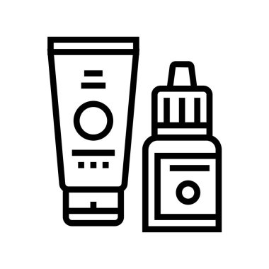 Serum ve krem güzellik kozmetik çizgisi ikon vektör çizimi