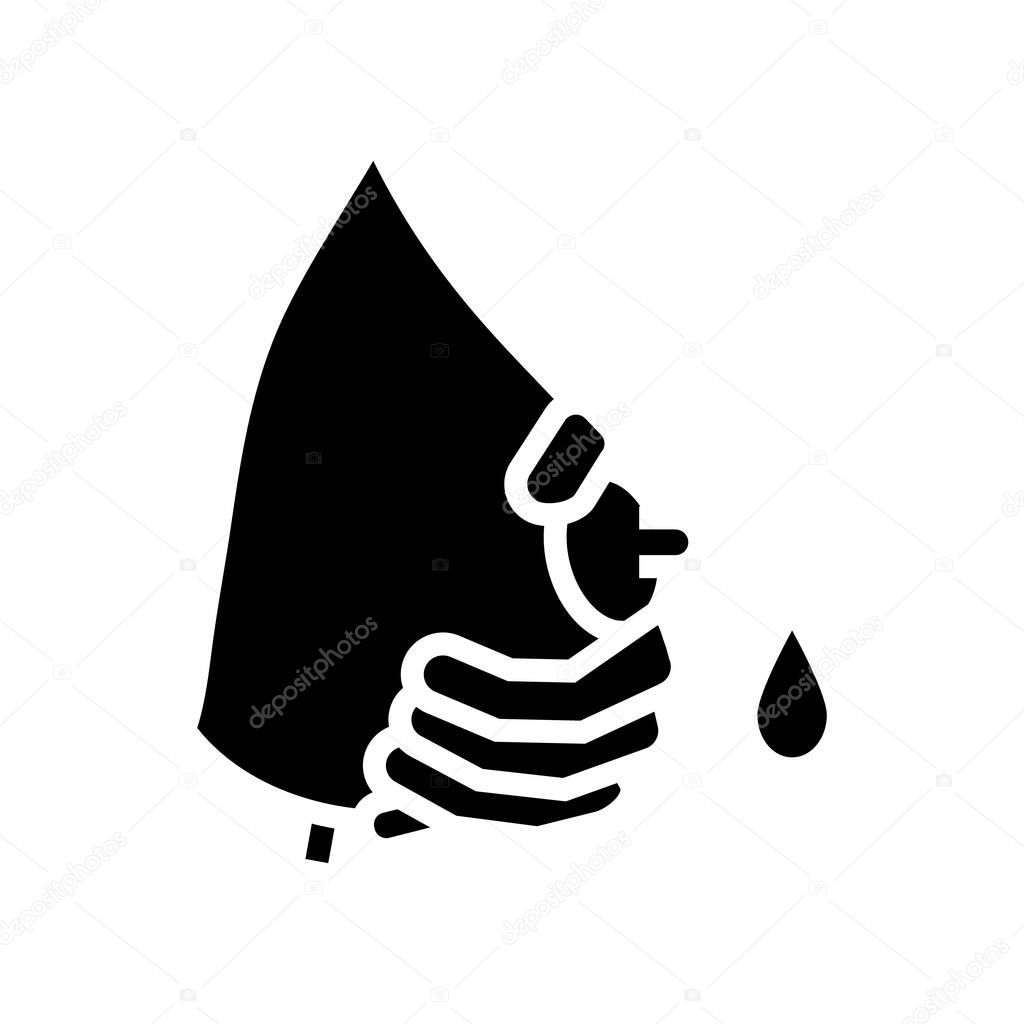 pumpking milk with hand glyph icon vector illustration