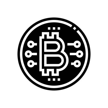 Bitcoin ico glyph ikon vektör çizimi