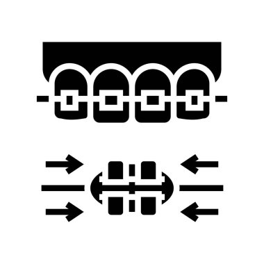 iş süreci diş teli glifin vektör illüstrasyonunu destekler