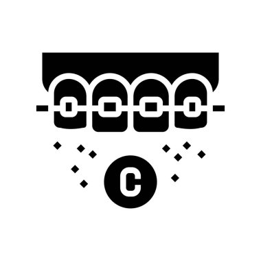 seramik malzeme diş teli glifin vektör illüstrasyonunu oluşturur