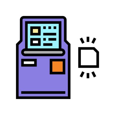 rfid teknolojili atm renk vektör illüstrasyonu