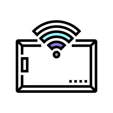 RFID teknolojili kablosuz erişim renk ikonu çizimi