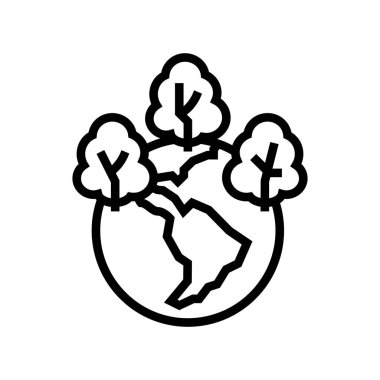 Güvenli orman ve ekosistem çizgisi ikon vektör çizimi