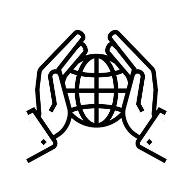 Güvenli gezegen ekosistem çizgisi ikon vektör çizimi