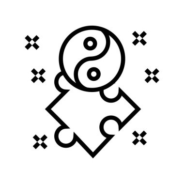 yin yan felsefe çizgisi ikon vektör çizimi