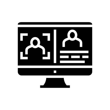 fotoğraf makinesi yüz tanımlama simgesi vektör illüstrasyonu için kart yap