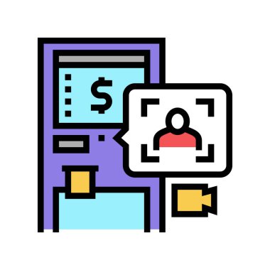 atm teknolojisi yüz rengi ikon vektör resimlemesi