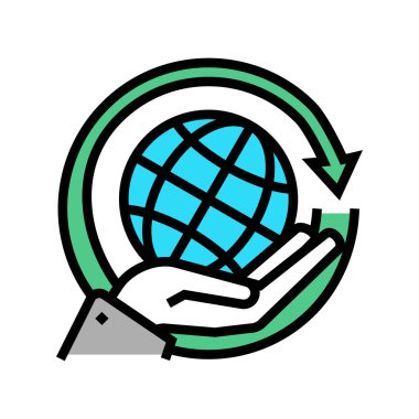 küresel enerji tasarrufu renk ikonu vektör çizimi