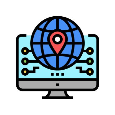 küresel lojistik renk ikonu vektör çizimi düz